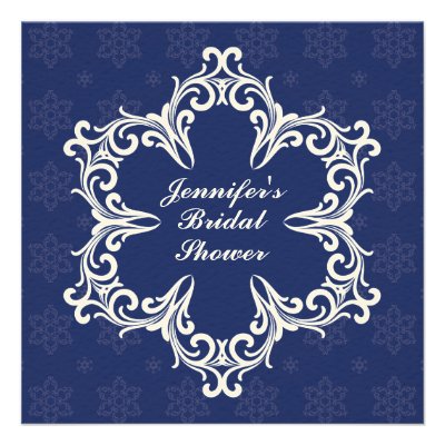 Winter Wedding Bridal Shower Invitation in Navy