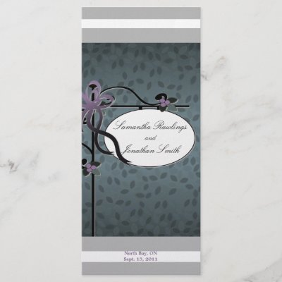 Winter Wedding Church Program Purple Blue Silver Personalized Rack Card by 