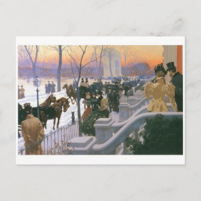 Winter Wedding in Washington Square c. 1897 Postcard