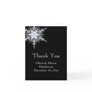 Winter Wedding Offset Snowflake Thank You Card card