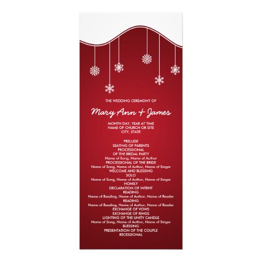 Winter Wedding Program Snowflake Decoration Red Personalized Invitations
