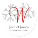 Winter Wedding Red Announcement Monogram Seal stickers by monogramgallery Winter Wedding Red Announcement Monogram Seal stickers