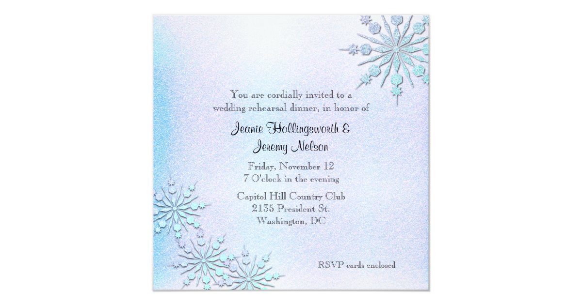 Winter Wedding Rehearsal Dinner Invitation Zazzle