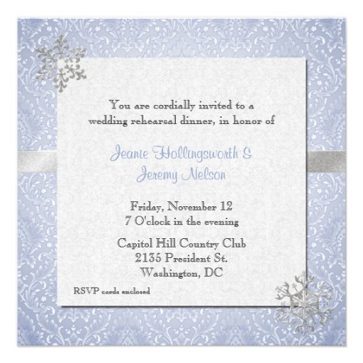 Winter Wedding Rehearsal Dinner Invitation