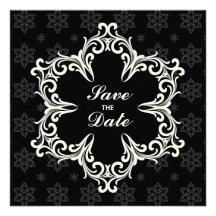 Winter Wedding Save the Date Announcement in B&W