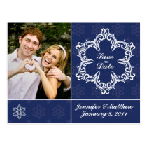 Winter Wedding Save the Date Photo Postcard - Navy postcards