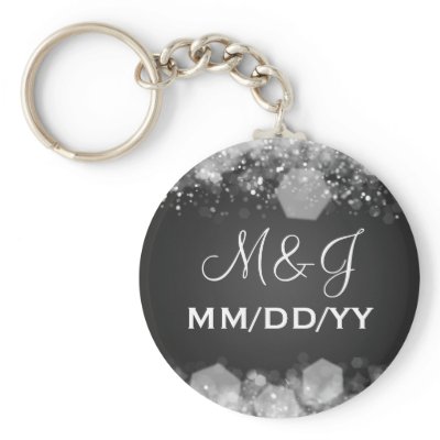 Winter Wedding Save The Date Sparkling Night Black Keychain