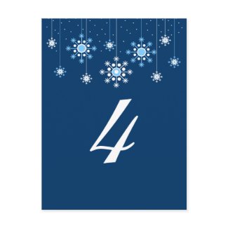 Winter Wedding Snowflakes Table Number Card