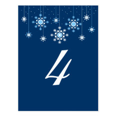 Winter Wedding Snowflakes Table Number Card Post Card