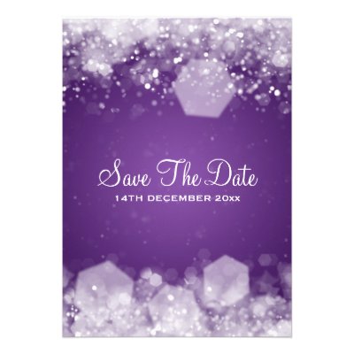 Winter Wedding Sparkling Night Purple Custom Announcement