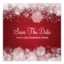 Winter Wedding Sparkling Night Red Personalized Invitations