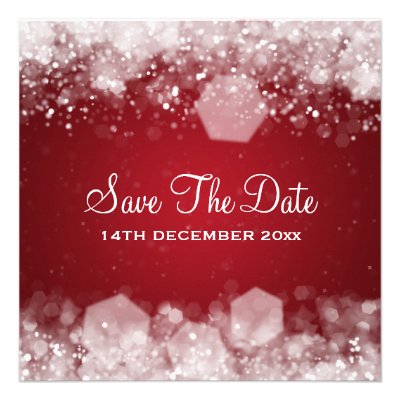 Winter Wedding Sparkling Night Red Personalized Invitations