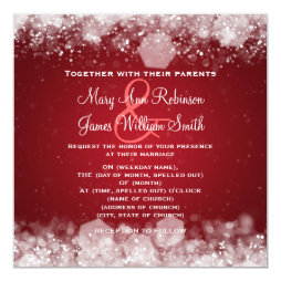 Winter Wedding Sparkling Night Red Personalized Invitation