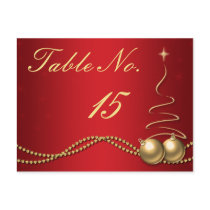 Winter Wedding Table Number - Deep Red & Gold Post Card