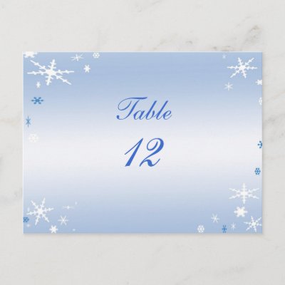 Winter Wedding Table Number Post Cards by BebopsWeddings