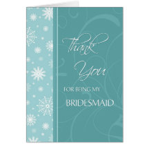 Winter Wedding Thank You Bridesmaid Card