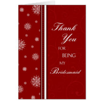 Winter Wedding Thank You Bridesmaid Card