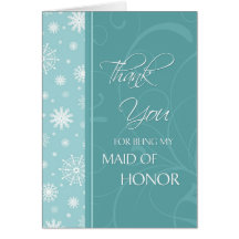 Winter Wedding Thank You Maid of Honor Card