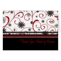 Winter Wedding Thank You Maid of Honor Card