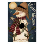 Winter Welcome Snowman Folk Art Greeting Card