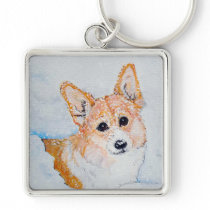 Winter Welsh Corgi Keychain keychains