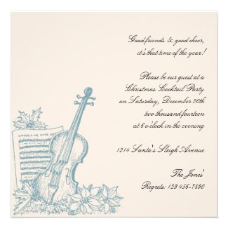 Winter White and Blue Music Christmas Party Personalized Announcement