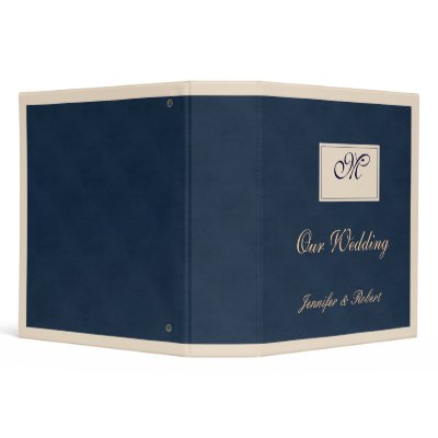 Winter White and Navy Blue Monogram Binders