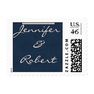 Winter White and Navy Blue Postage Stamp