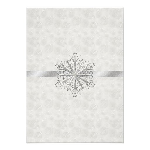 Winter White and Silver Snowflake Wedding Custom Invite