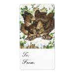 Winter Wildlife Black Bear Mother & Cubs Gift Tags Personalized Shipping Label