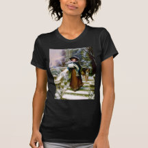 Winter Woman Collie Dog Victorian Hand Muff Tee Shirts