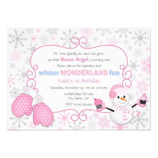 Winter Wonderland Birthday Invitation (front side)