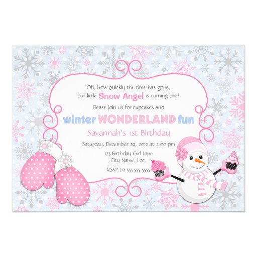 Winter Wonderland Birthday Invitation (front side)