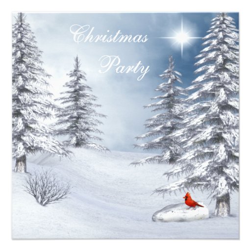 Winter Wonderland & Cardinal Christmas Party Custom Invite