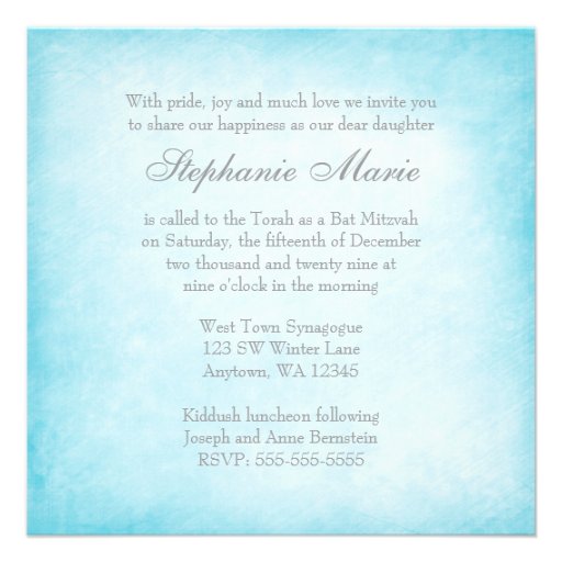 Winter Wonderland Diamond Snowflakes Bat Mitzvah Personalized Invites