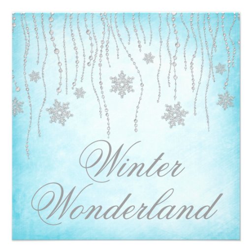 Winter Wonderland Diamond Snowflakes Prom Custom Invitations