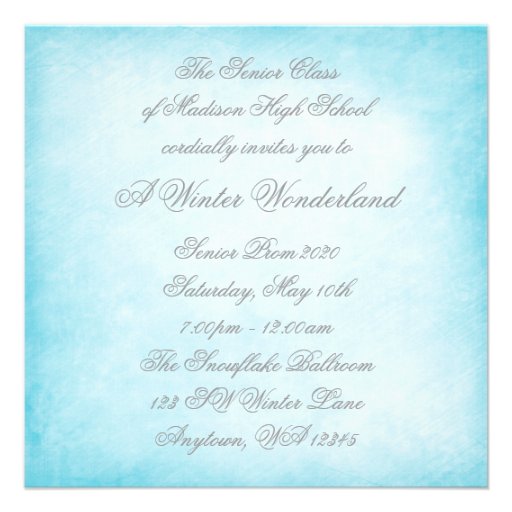 Winter Wonderland Diamond Snowflakes Prom Custom Invitations