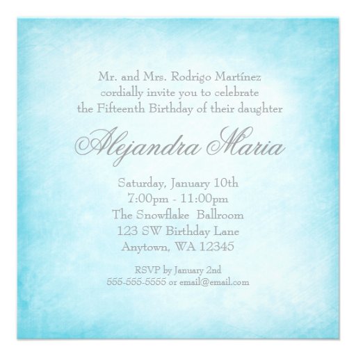 Winter Wonderland Diamond Snowflakes Quinceanera Personalized Invites