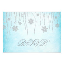 Winter Wonderland Diamond Snowflakes RSVP Card Invitations