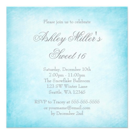 Winter Wonderland Diamond Snowflakes Sweet 16 Personalized Announcement
