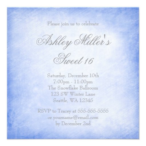 Winter Wonderland Diamond Snowflakes Sweet 16 Personalized Announcement