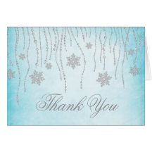 Winter Wonderland Diamond Snowflakes Thank You Greeting Card