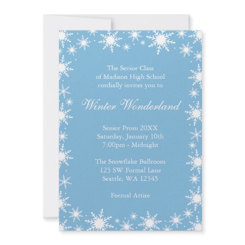 Winter Wonderland Formal Prom Dance Ball Custom Invite