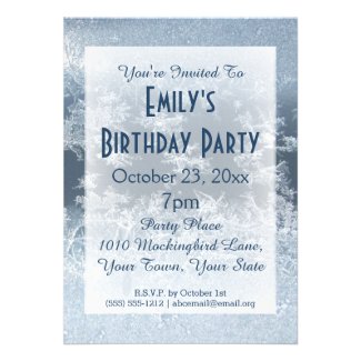 Winter Wonderland Frozen Frost Ice Birthday Party Custom Invitations