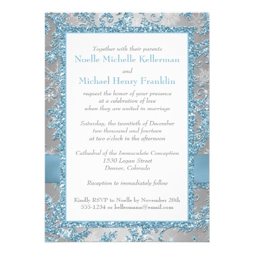 Winter Wonderland Joined Hearts Wedding Invite