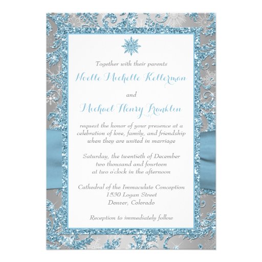 Winter Wonderland, PRINTED Crystal Buckle Invite 4