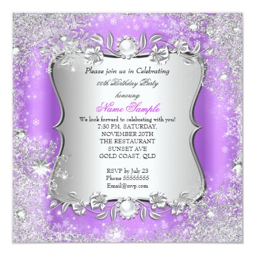 Winter Wonderland Purple Silver Snowflake Party 5.25x5.25 ...