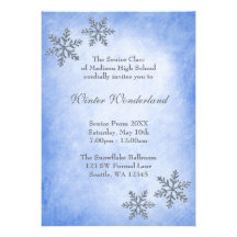 Winter Wonderland Snowflakes Blue Prom Formal Invite