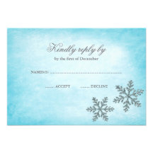 Winter Wonderland Sparkle Snowflakes Teal RSVP Custom Announcement