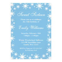 Winter Wonderland Sweet 16 Birthday Party Personalized Announcement